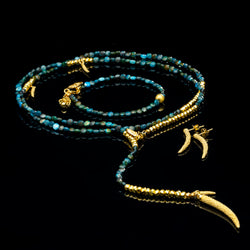 Grand freedom necklace, bracelet and horn bolitas earrings.