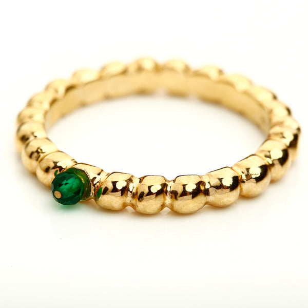Gold and green agate ring