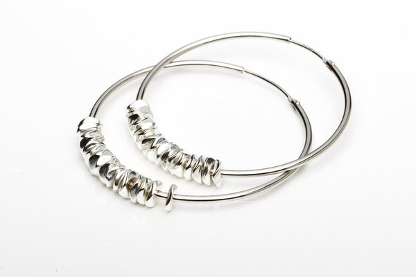 Rings large silver w. silverchips - Hildur Hafstein