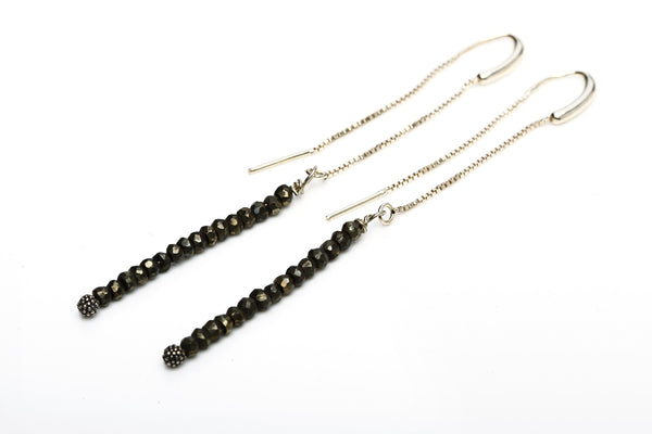 Earrings Long - Pyrite - Hildur Hafstein