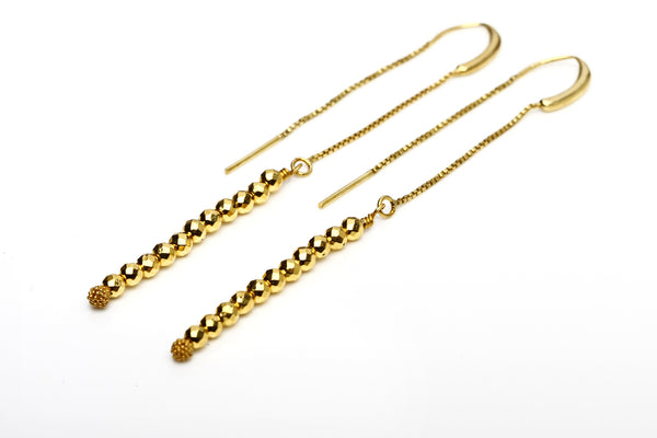 Earrings Long - Goldplated pyrite - Hildur Hafstein