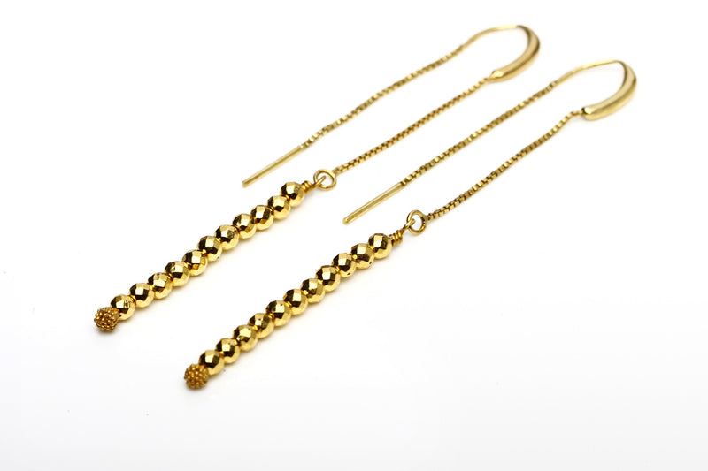 Earrings Long - Goldplated pyrite - Hildur Hafstein